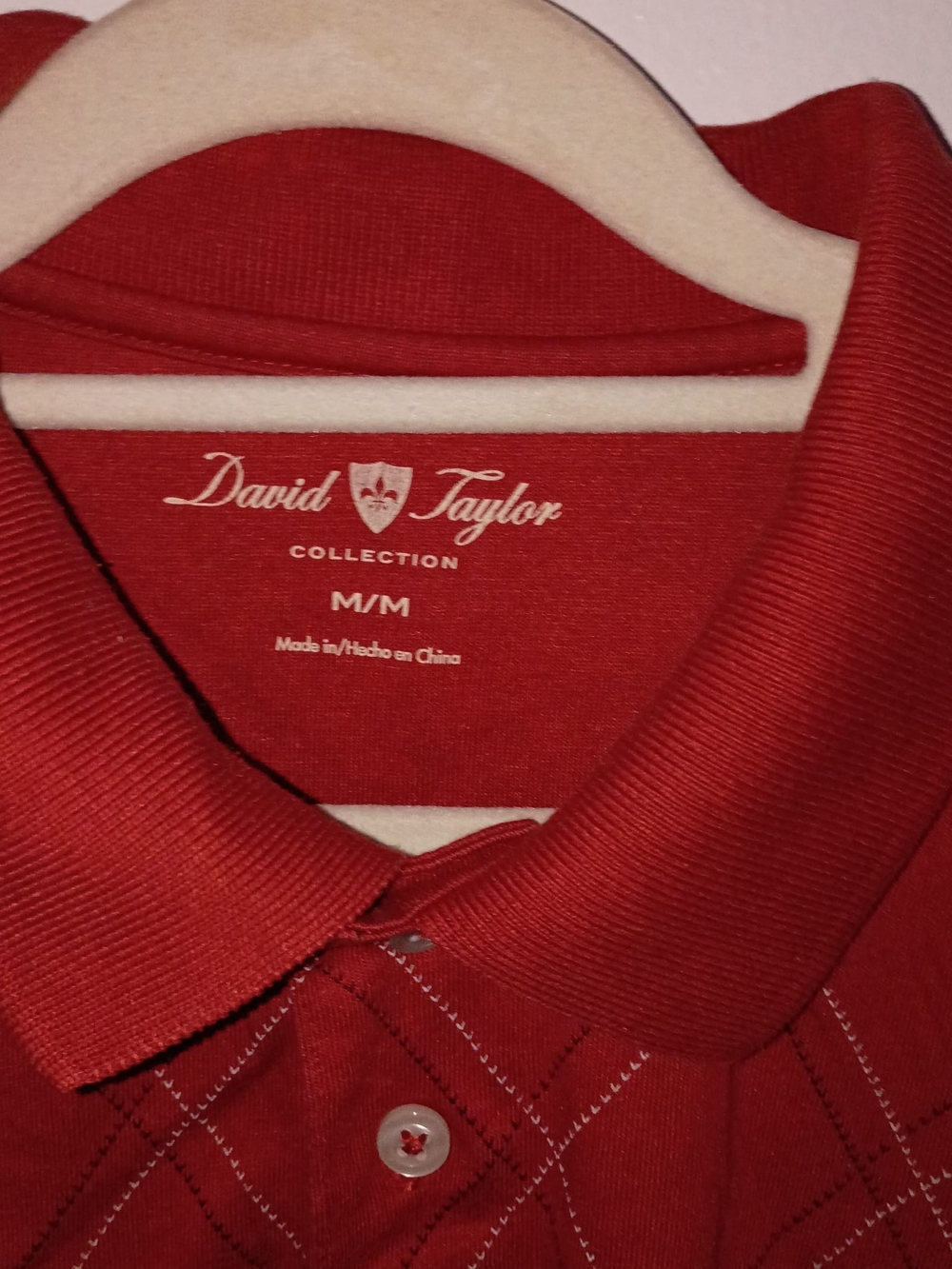 David Taylor Rust Red Diamond-Pattern Polo - Picture 2 of 2
